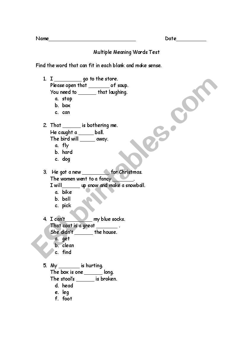 english-worksheets-multiple-meaning-words