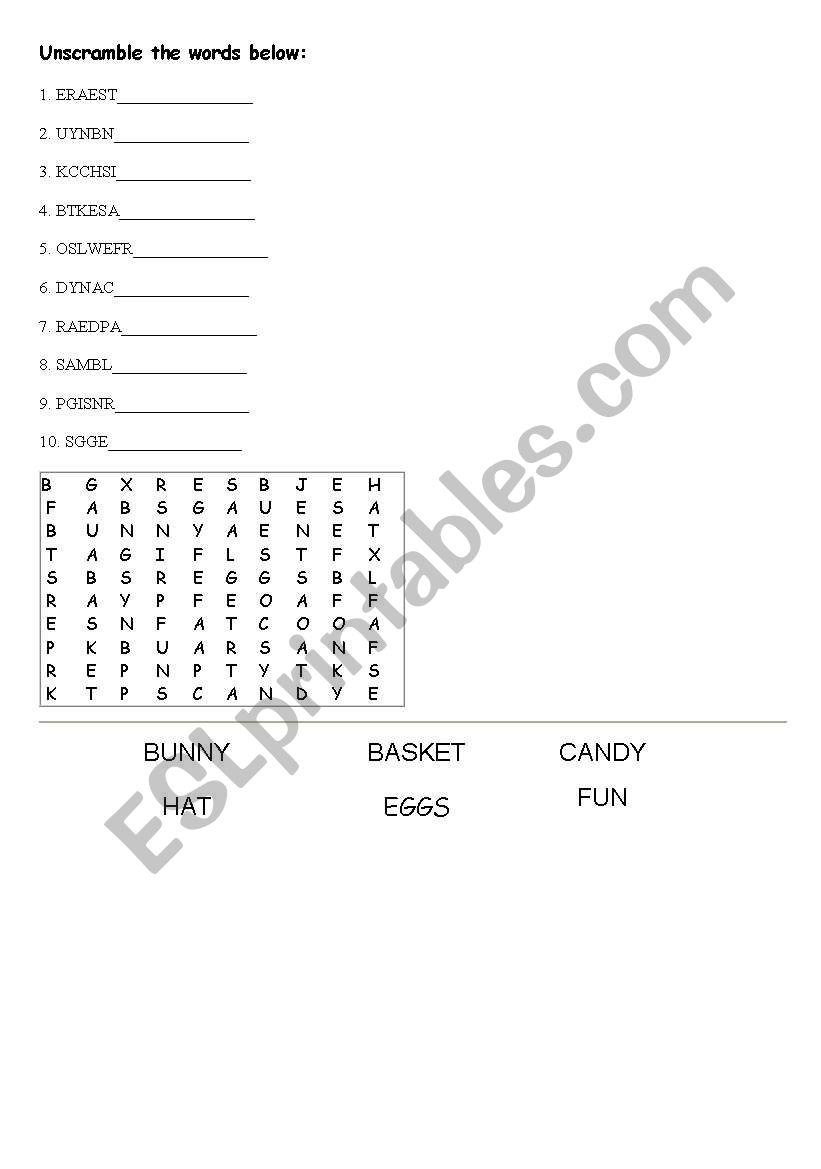 Easter worksheet