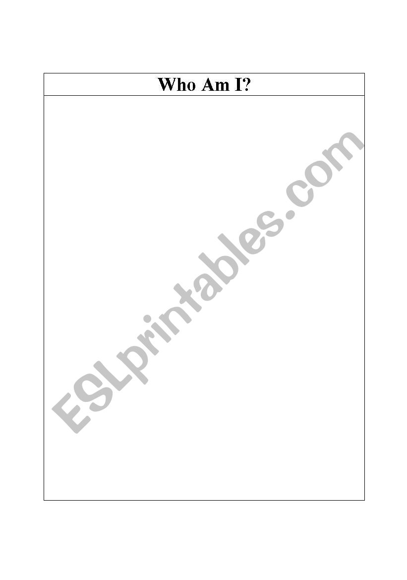 Who Am I? worksheet