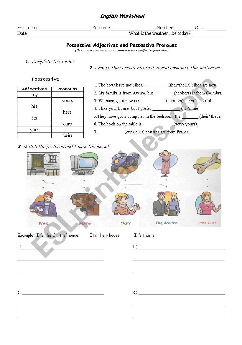 Possessive Adjectives and Possessive Pronouns