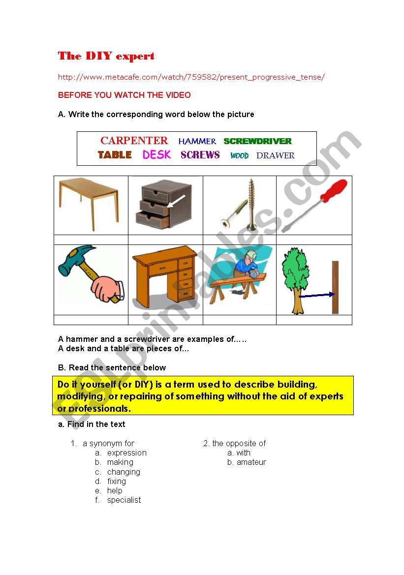 VIDEO - PRESENT PROGRESSIVE worksheet