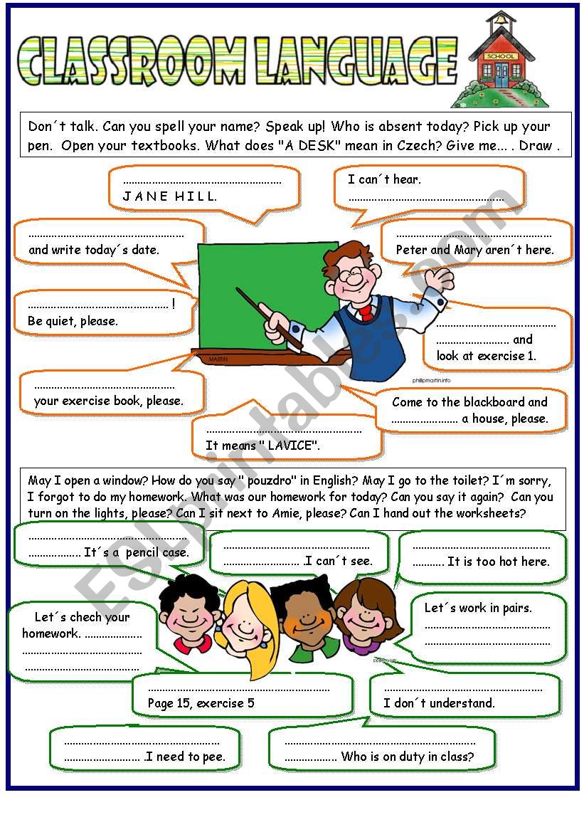 Classroom language -  the key included