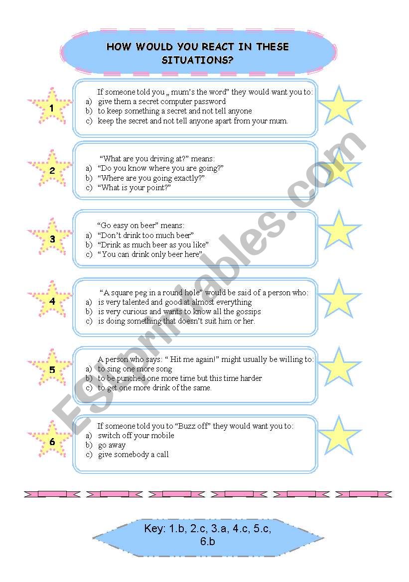 Reactions worksheet