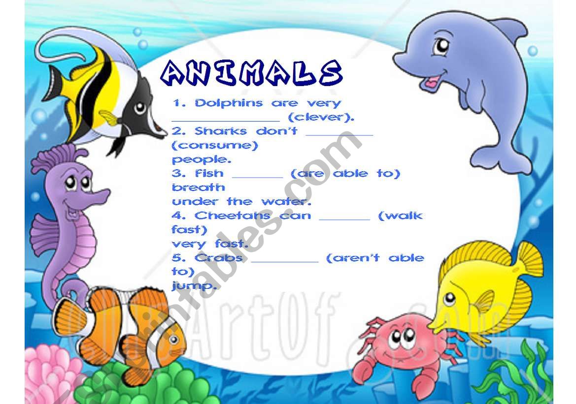 Animals description worksheet