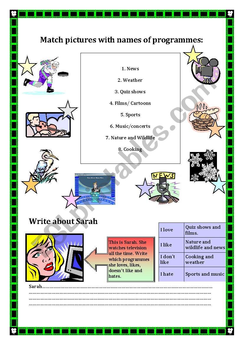 TV programmes for kids. worksheet