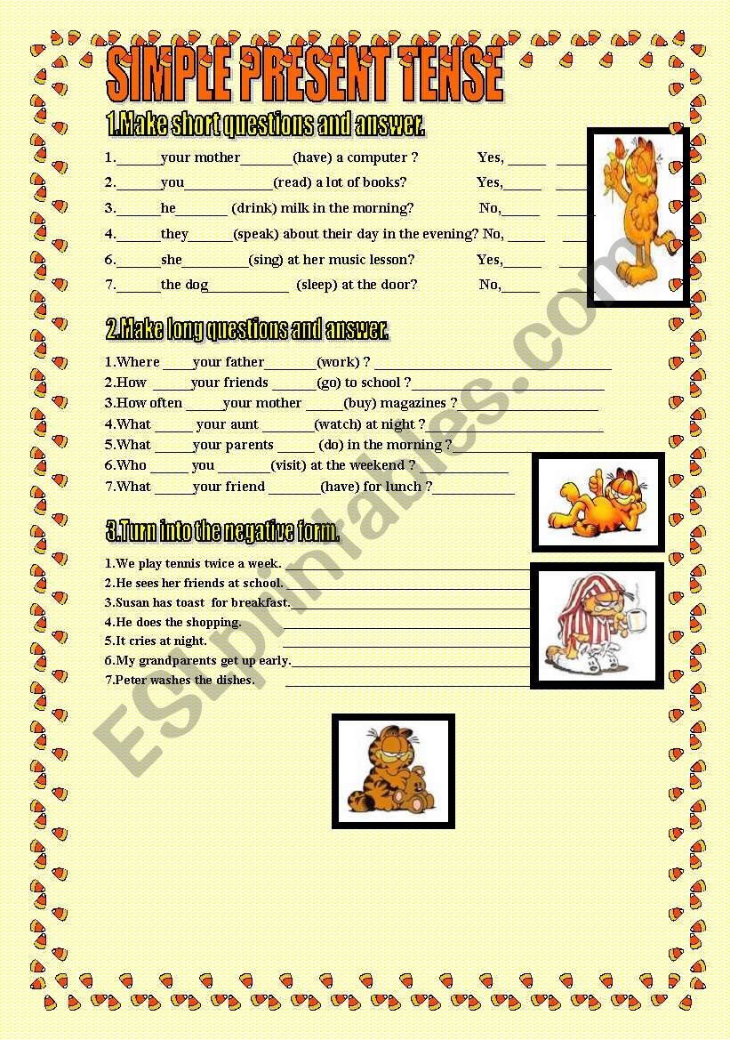 SIMPLE PRESENT TENSE worksheet