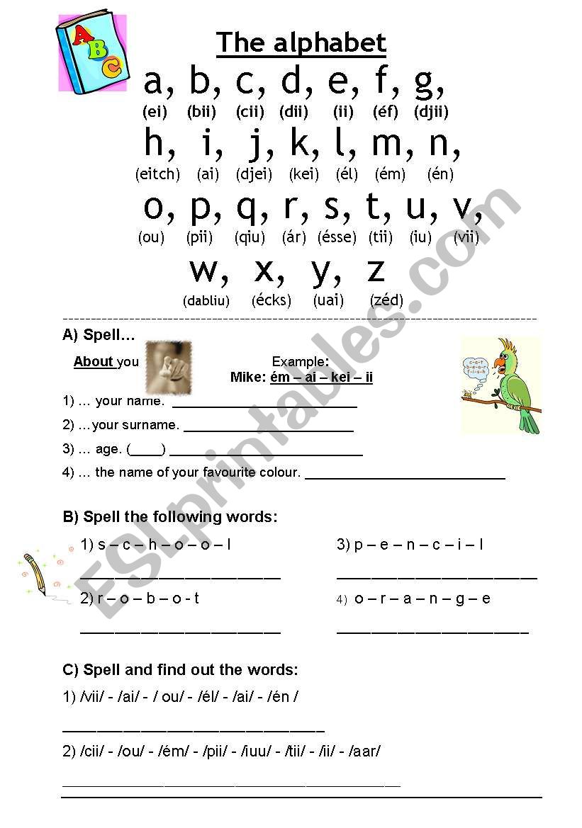 Spelling ABC worksheet