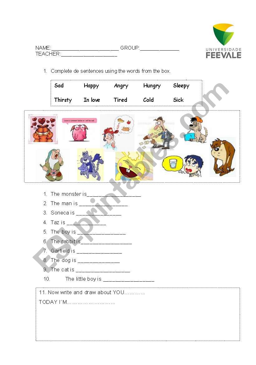 Feelings worksheet