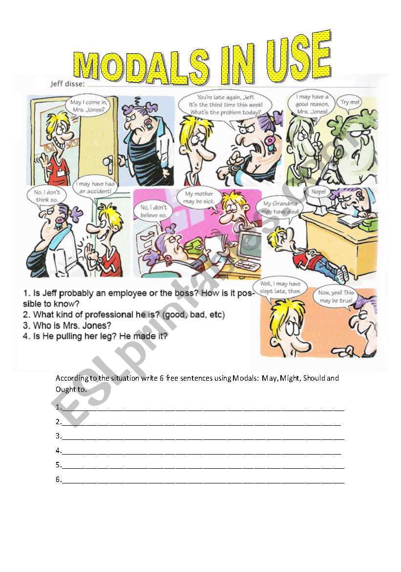 MODALS IN USE worksheet