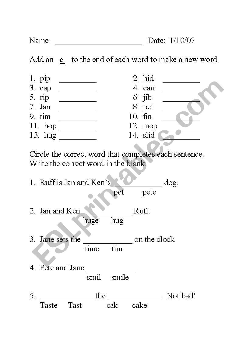 1st Grade Spelling Worksheet worksheet