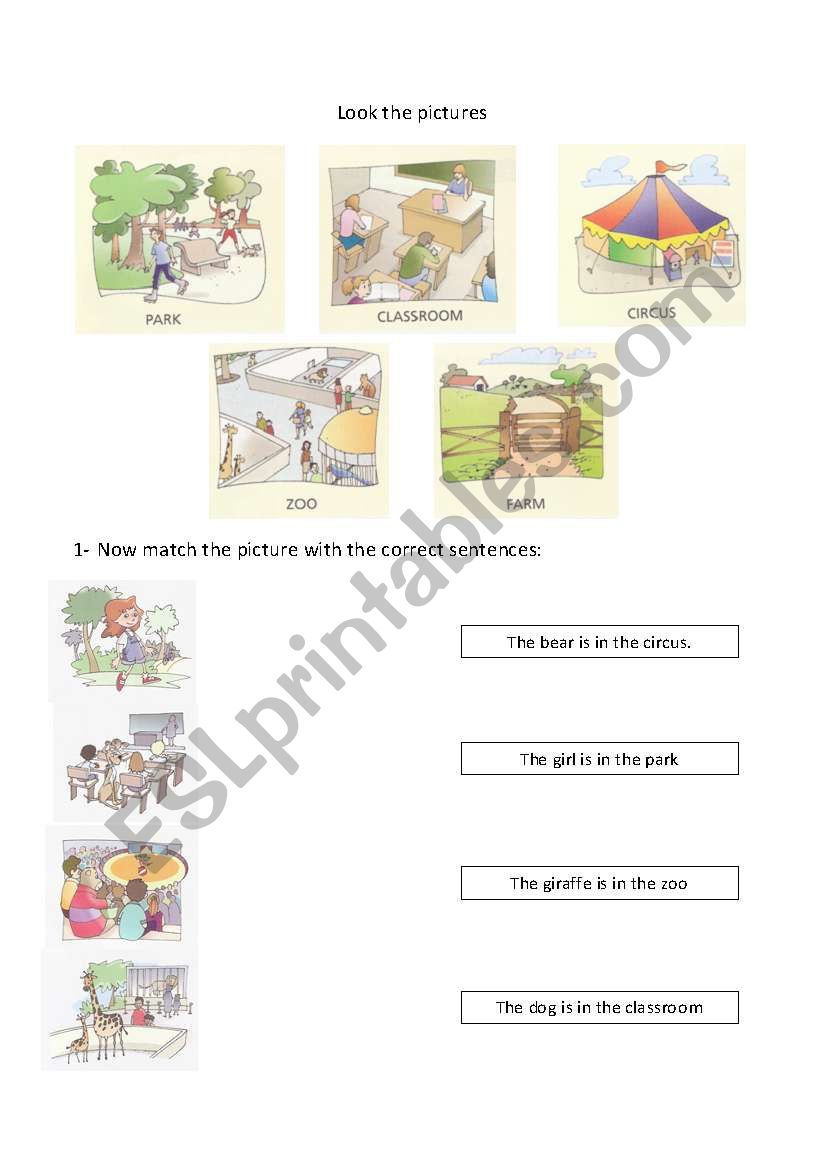 places worksheet