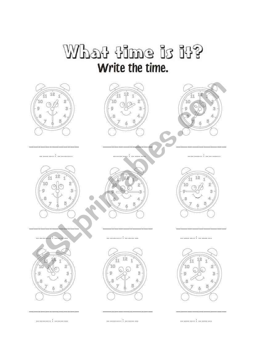 Telling Time worksheet