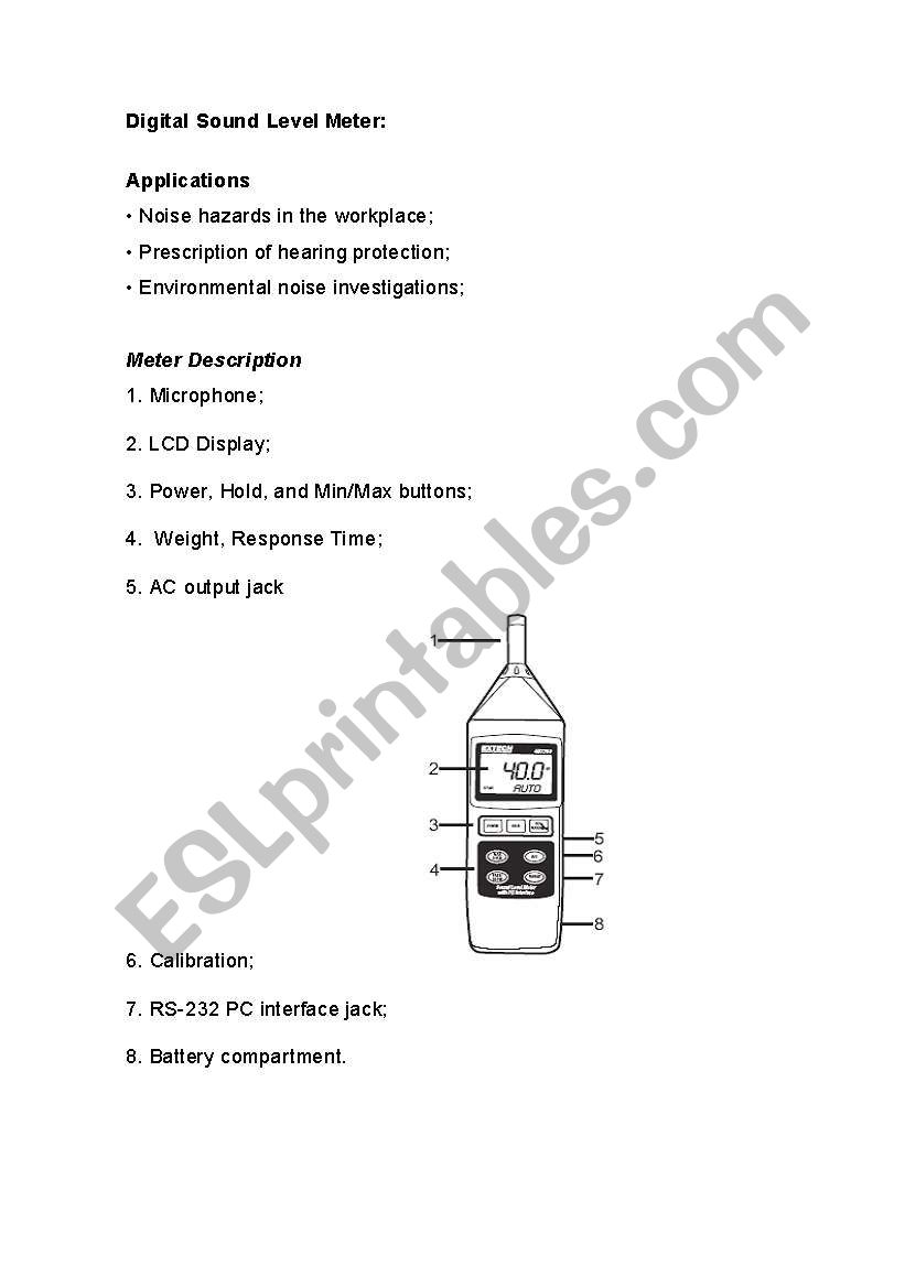 Manual : digital sound level meter