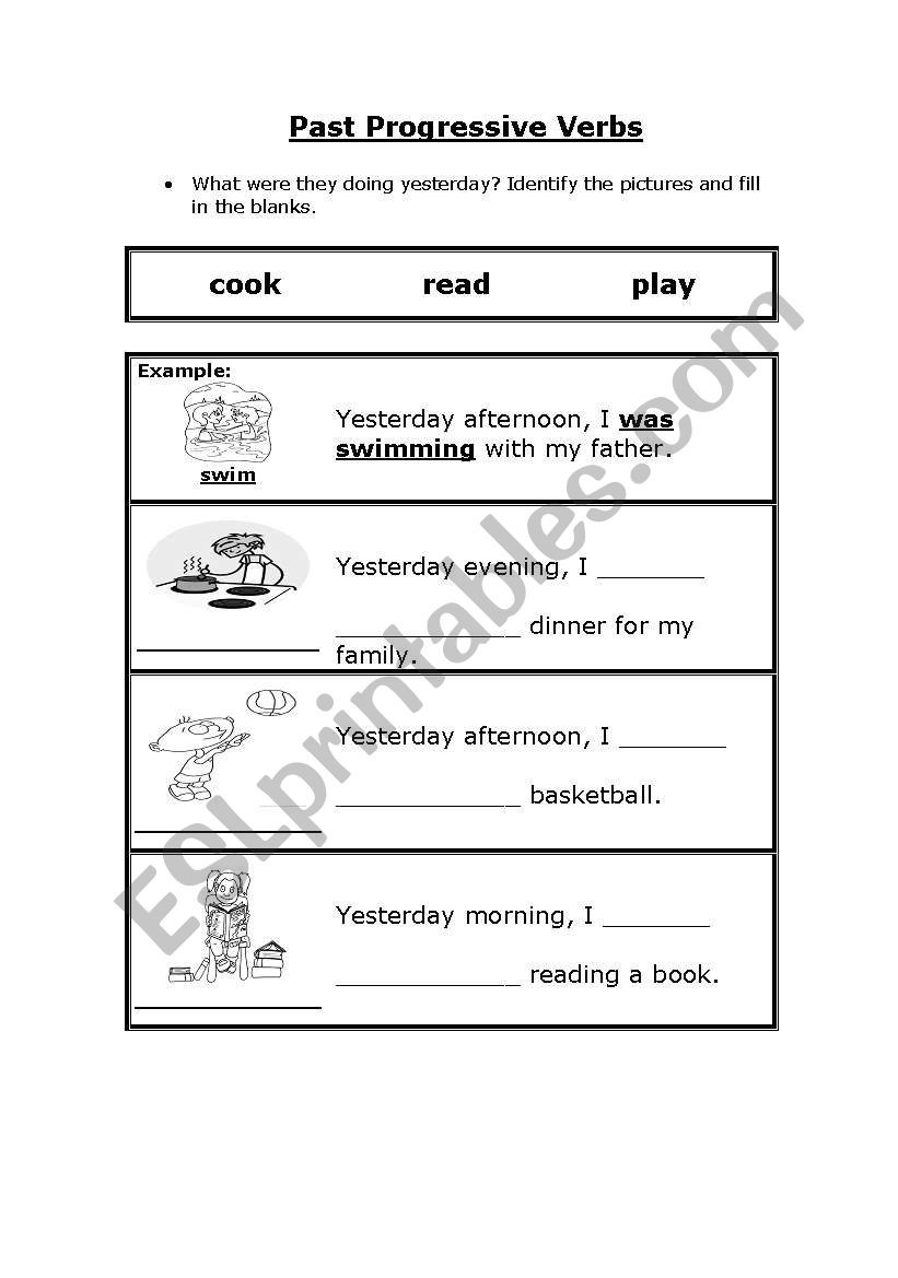 Past Progressive Verbs worksheet