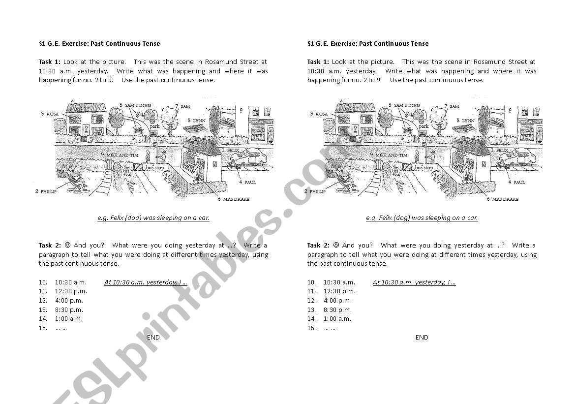 Past Continuous Tense worksheet