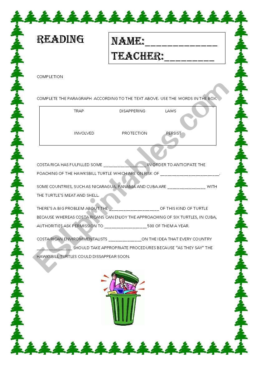 pollution in Costa Rica worksheet