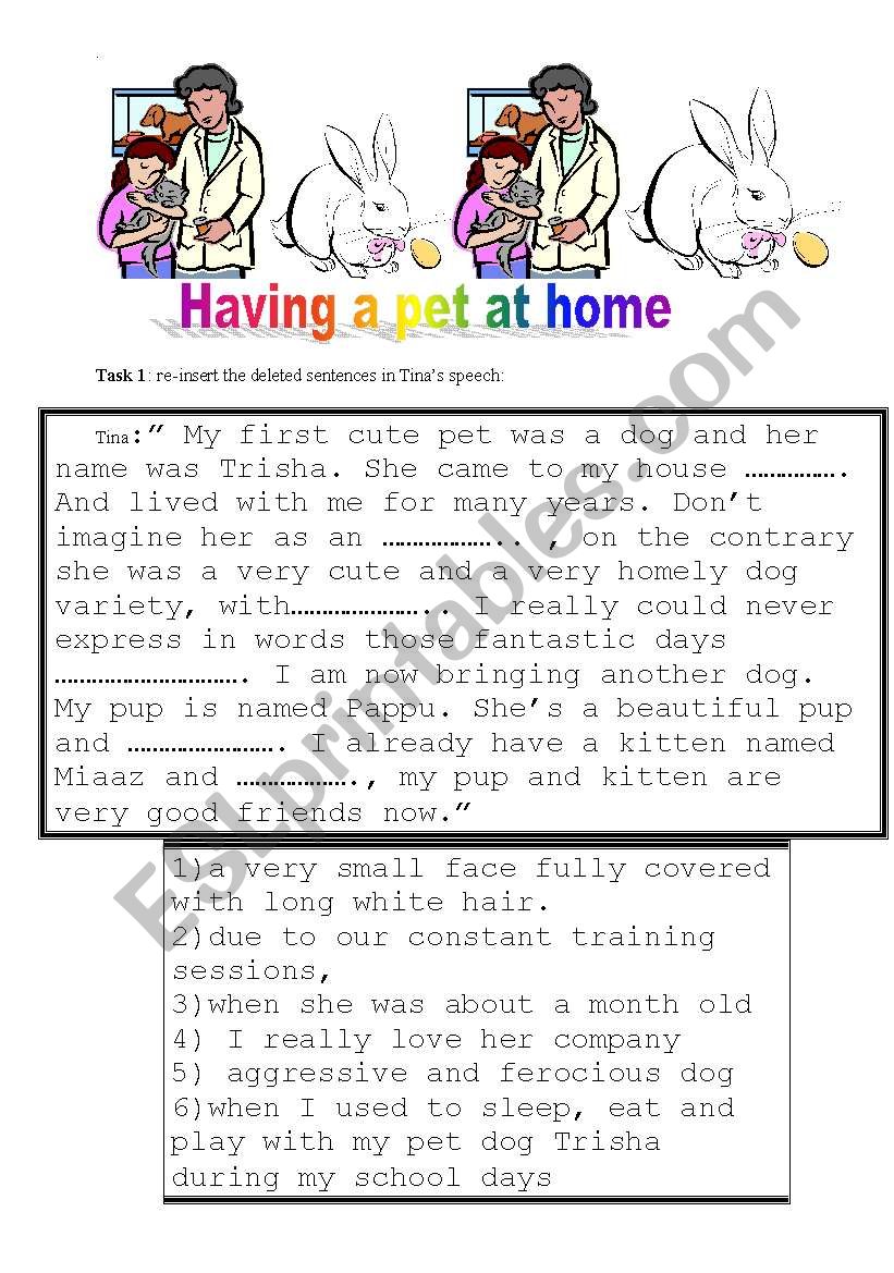 having a pet at home worksheet