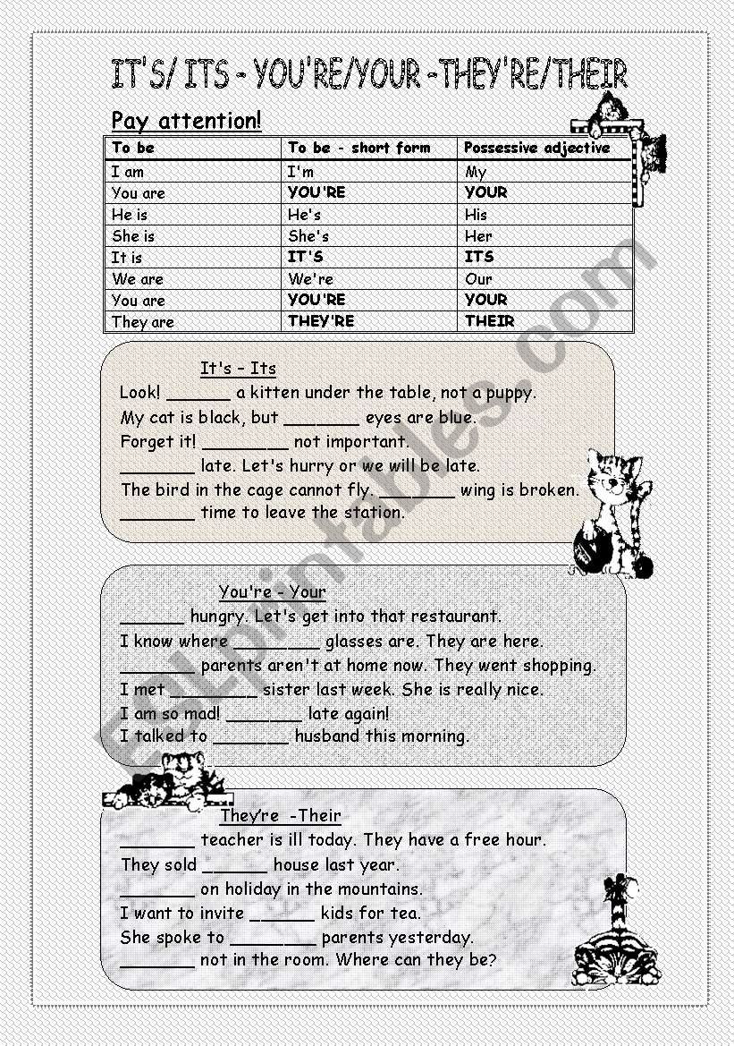 Their/TheyÂ´re - Its /ItÂ´s- Your/YouÂ´re