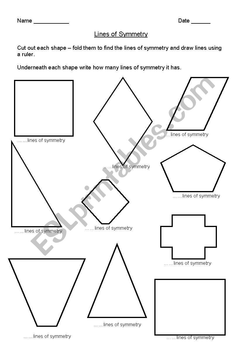 English worksheets: Lines of symmetry Throughout Line Of Symmetry Worksheet