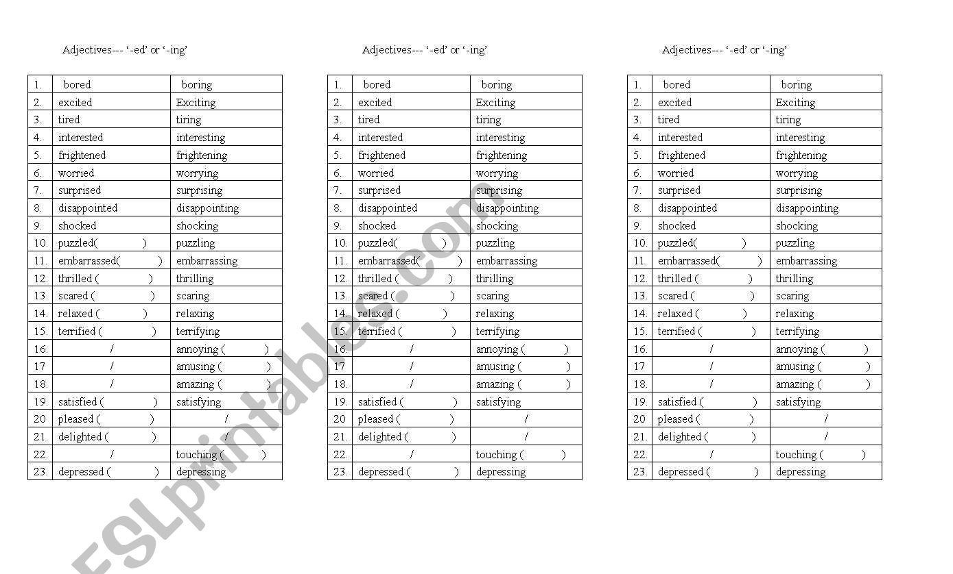 Adjectives worksheet