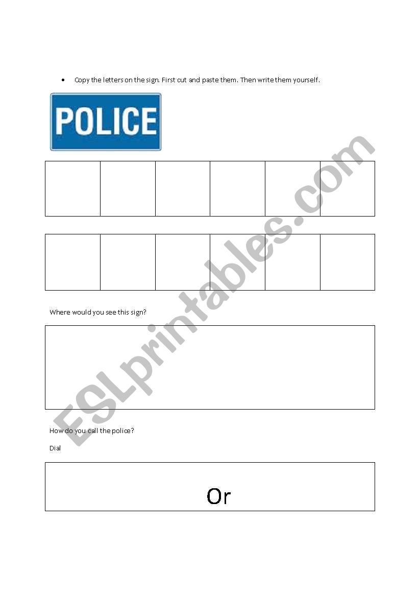 Police sign worksheet