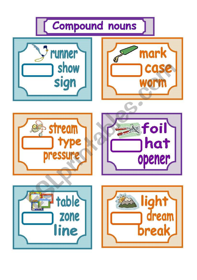 Compound nouns (set 3)  - 2 pages + key