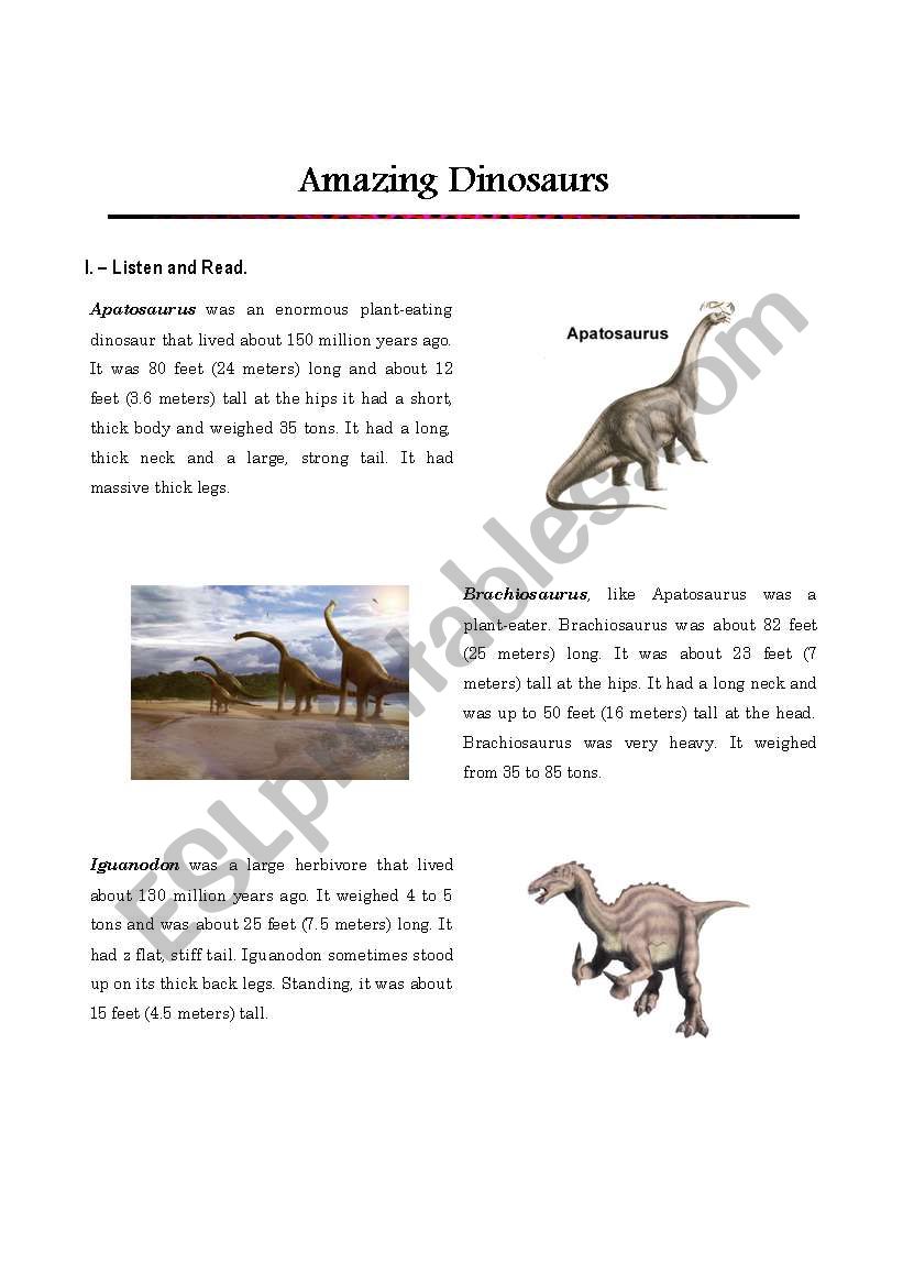 Amazing Dinosaurs worksheet