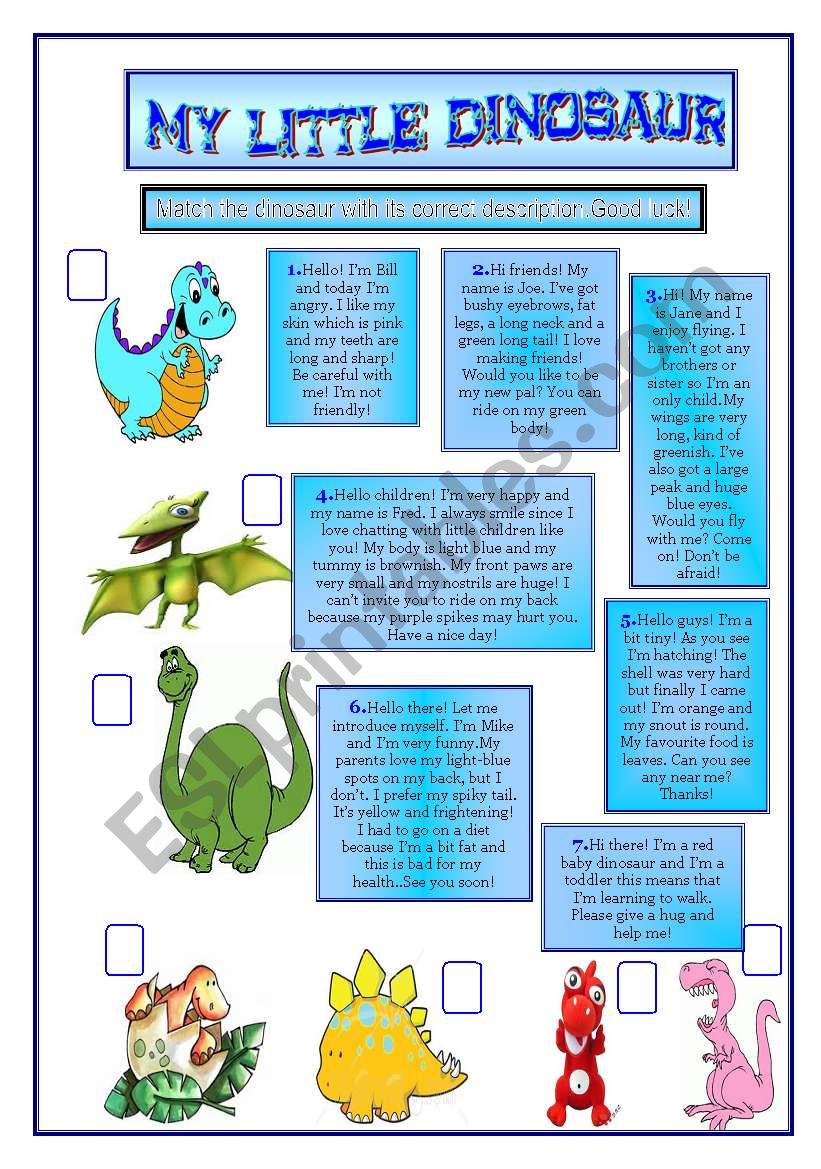 Dinosaur: Big and small: English ESL worksheets pdf & doc