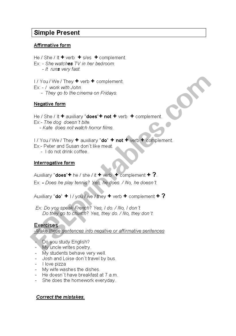 Simple Present worksheet