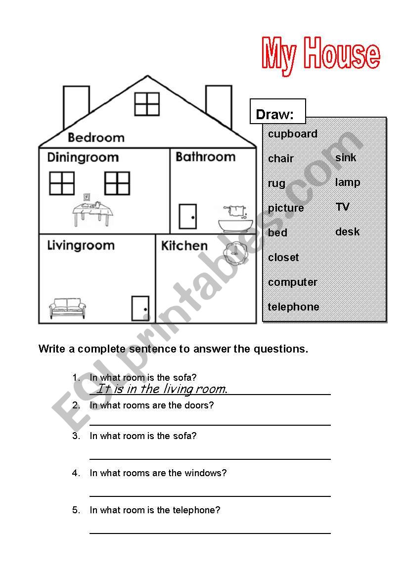 My House worksheet