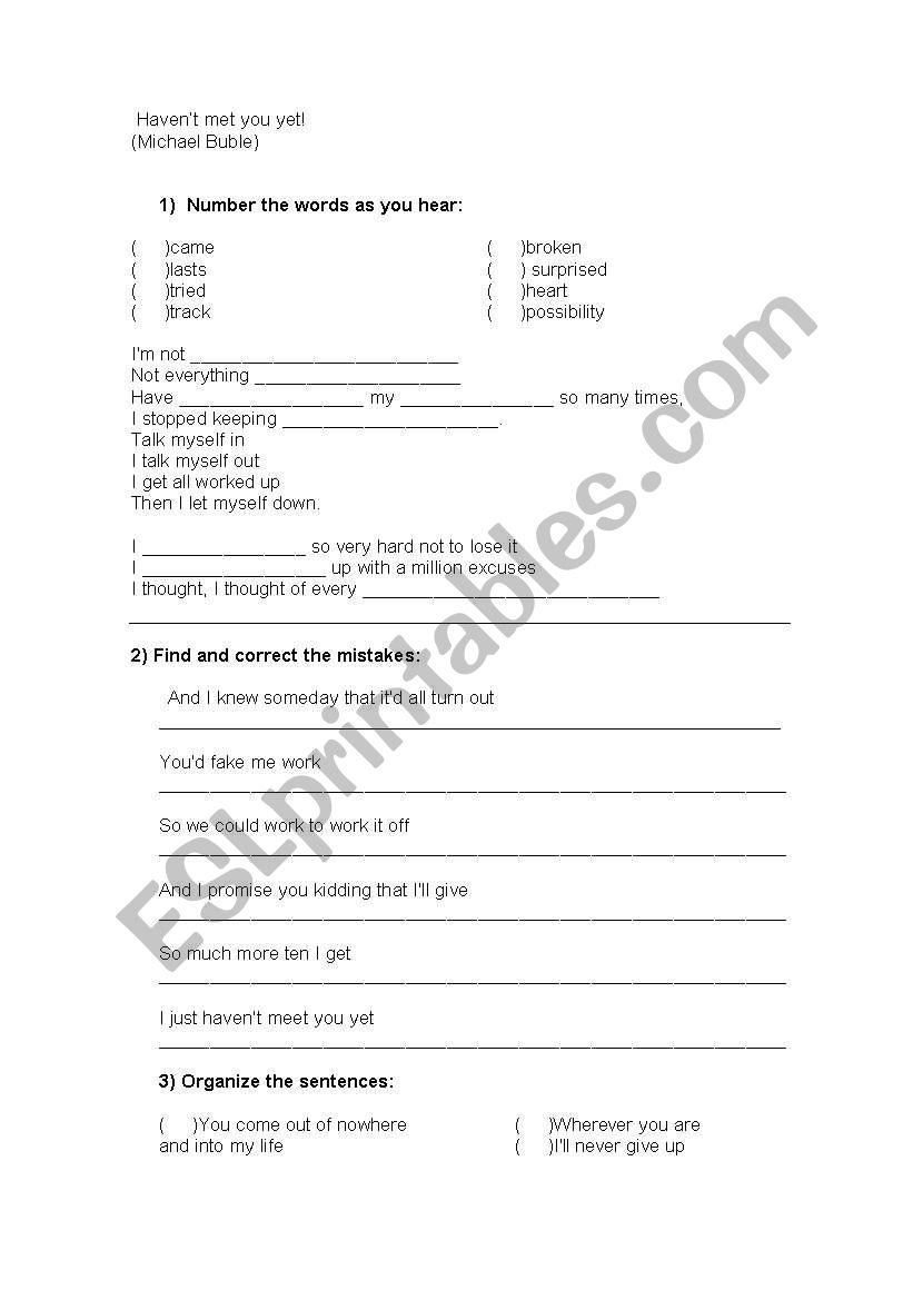Song exercise  worksheet