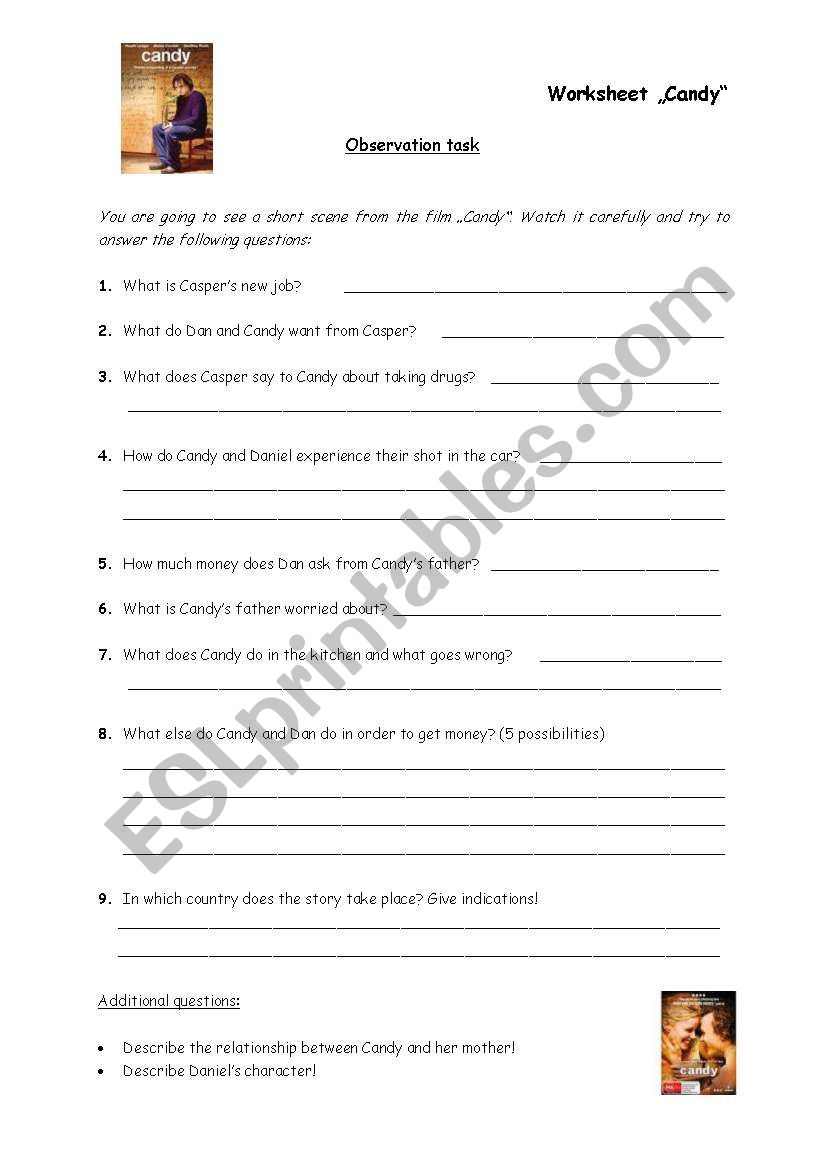 Candy  worksheet