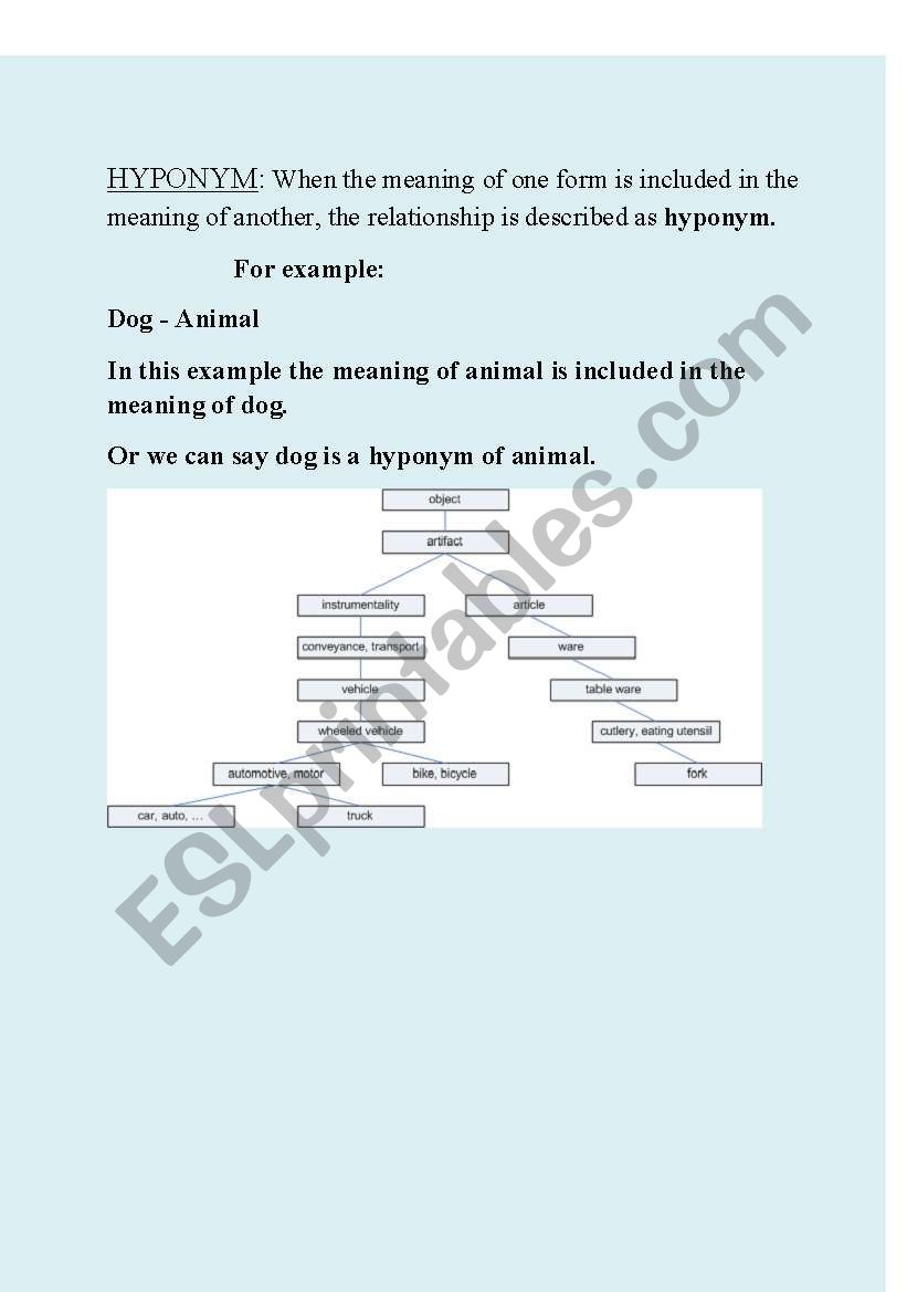 semantics worksheet