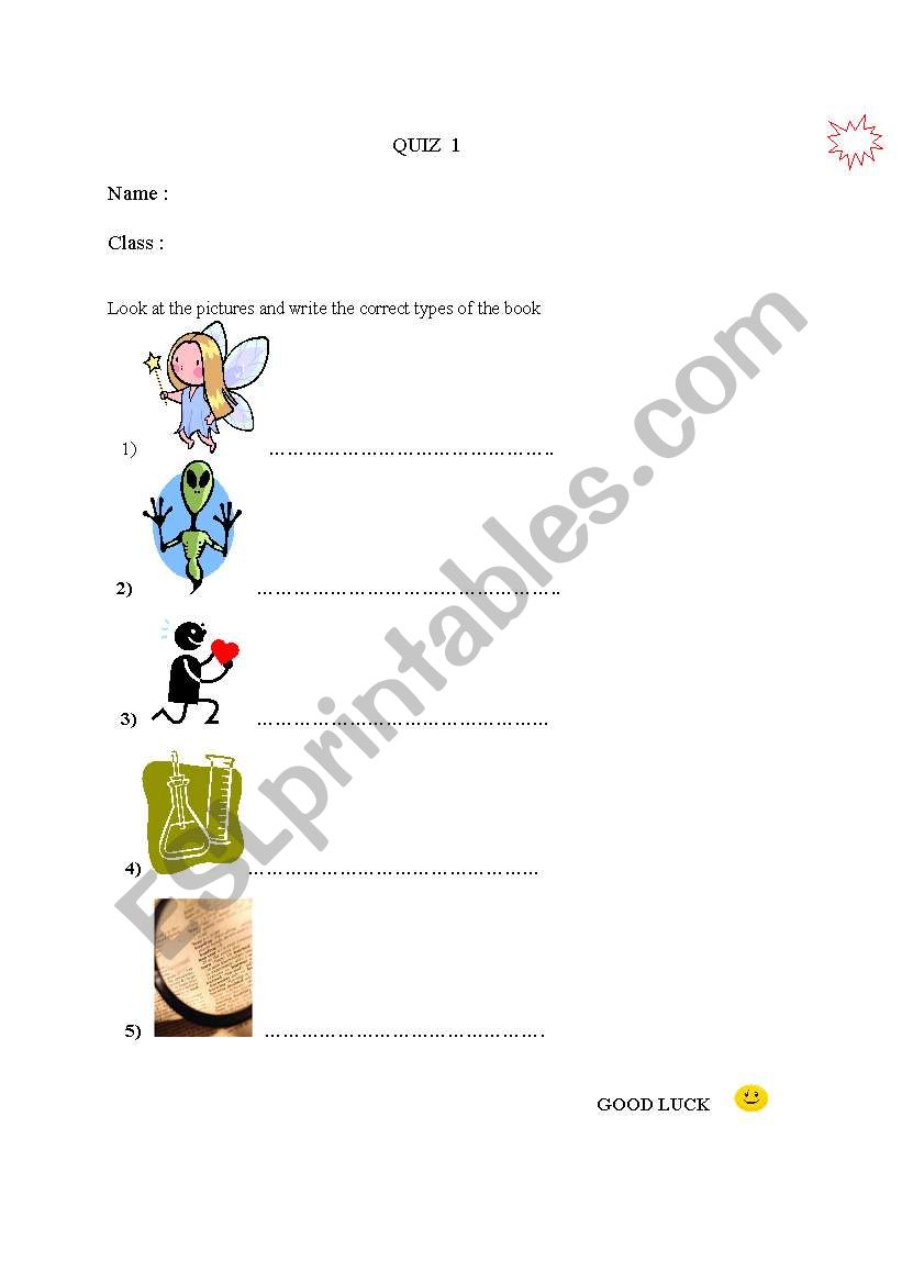 TYPES OF THE BOOKS worksheet