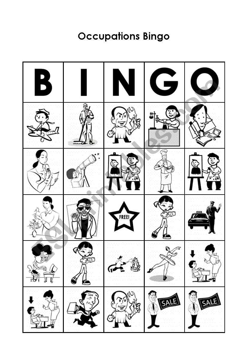 Occupations Bingo worksheet