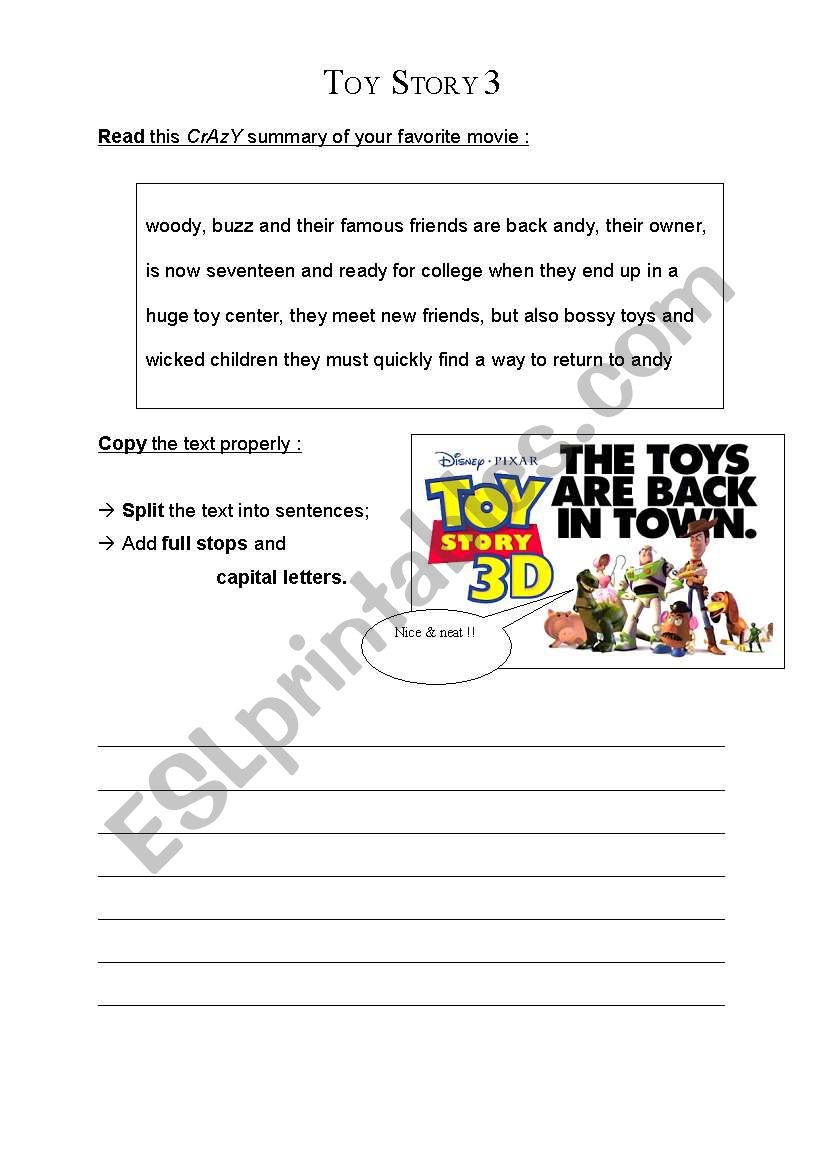 TOY STORY 3 - Punctuation  worksheet