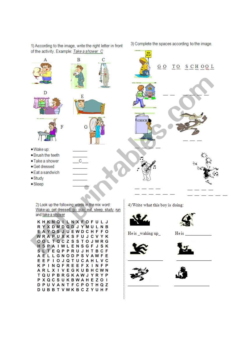 Daily Routine Activities worksheet