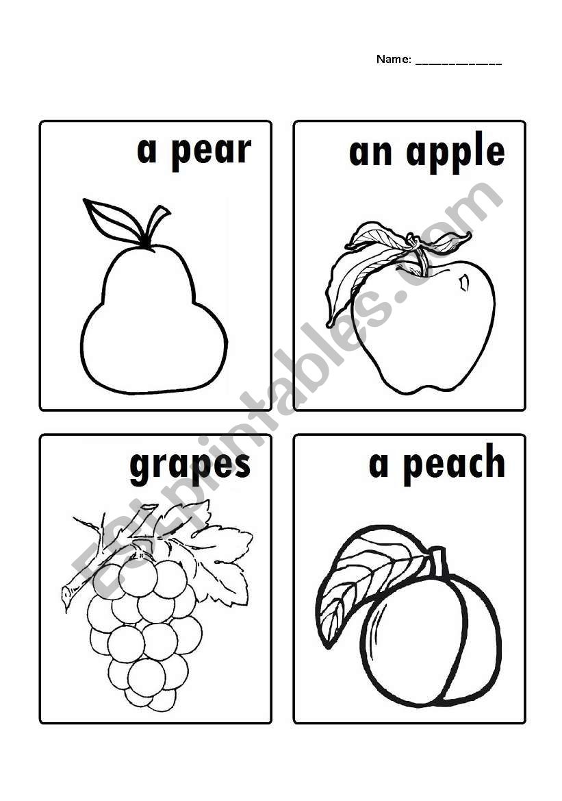 Fruit colour in - Pear, Apple, Grapes, Peach - ESL worksheet by ...