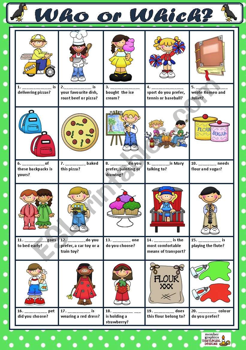 WHO or WHICH? worksheet