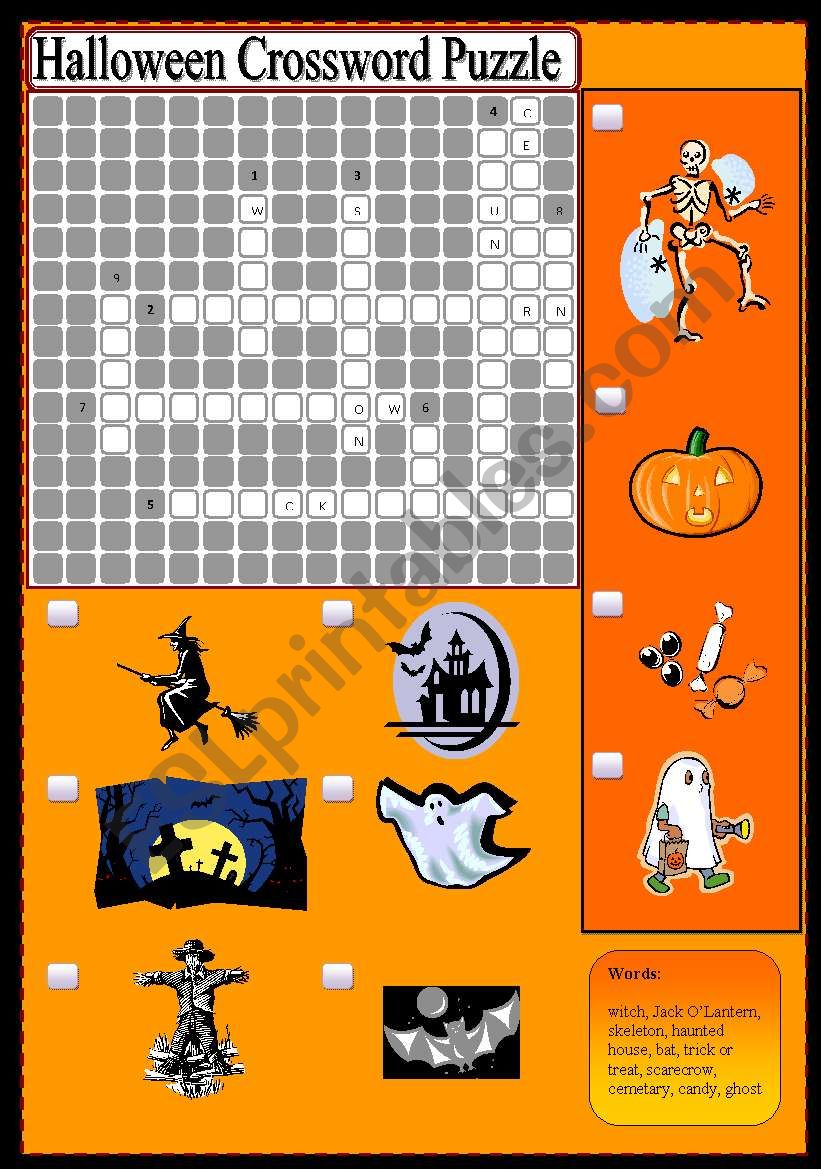 Halloween Crossword Puzzle - Editable