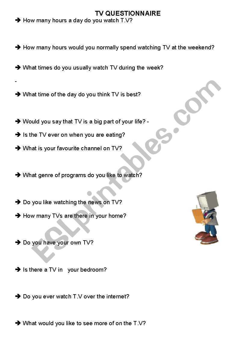 TV questionnaire worksheet