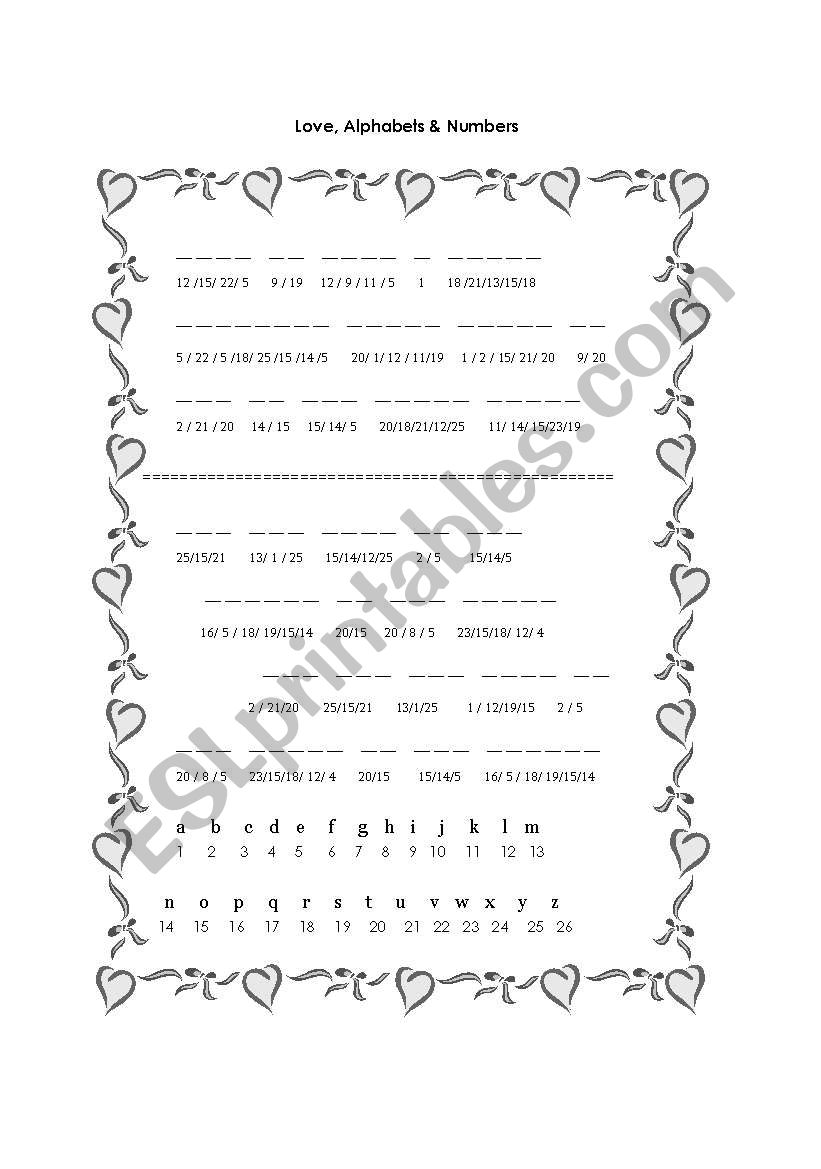 ValentineÂ´s activity worksheet
