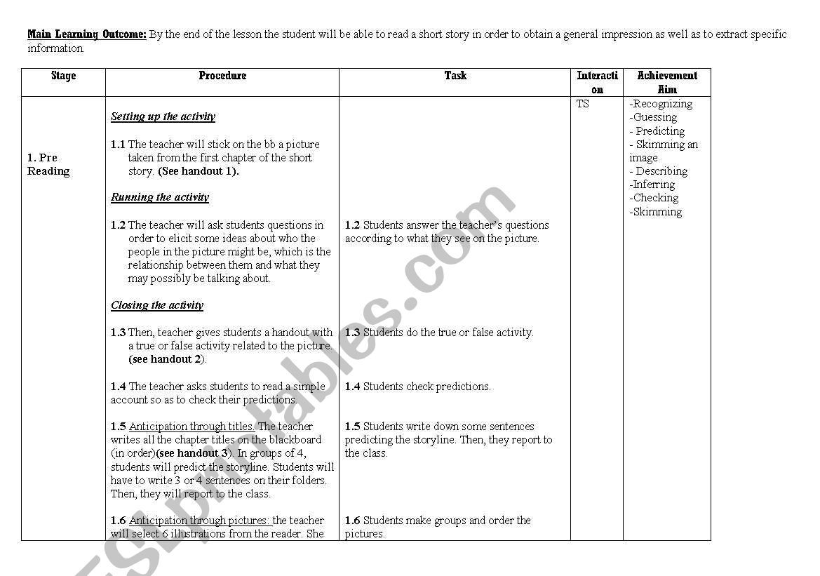 Short Story- Police TV worksheet