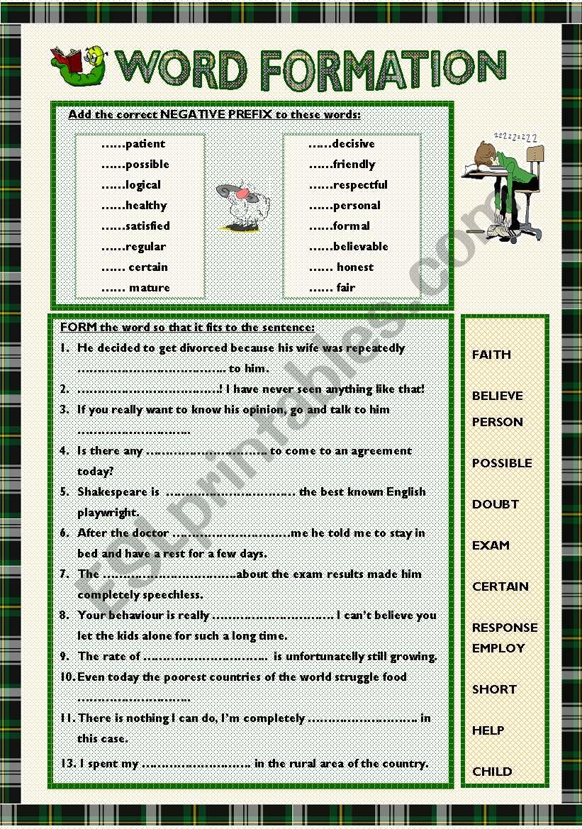 Word formation  worksheet