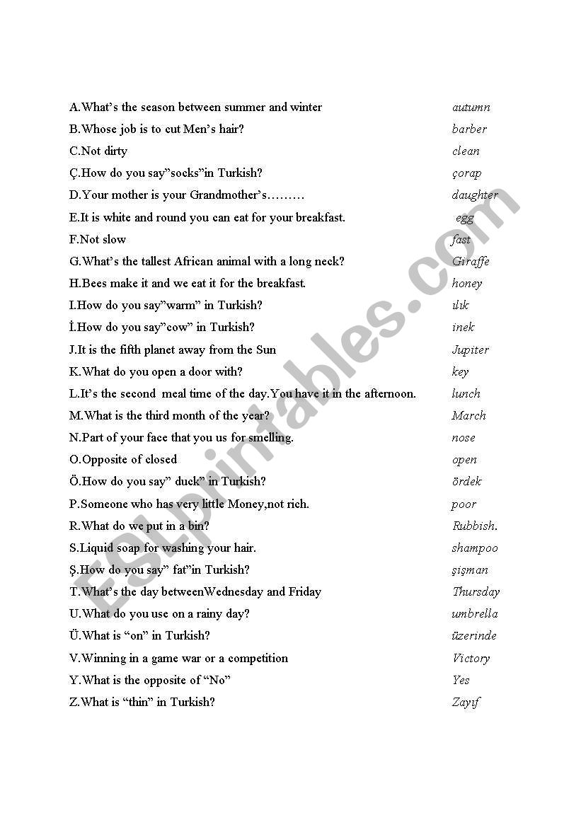 passaparola worksheet