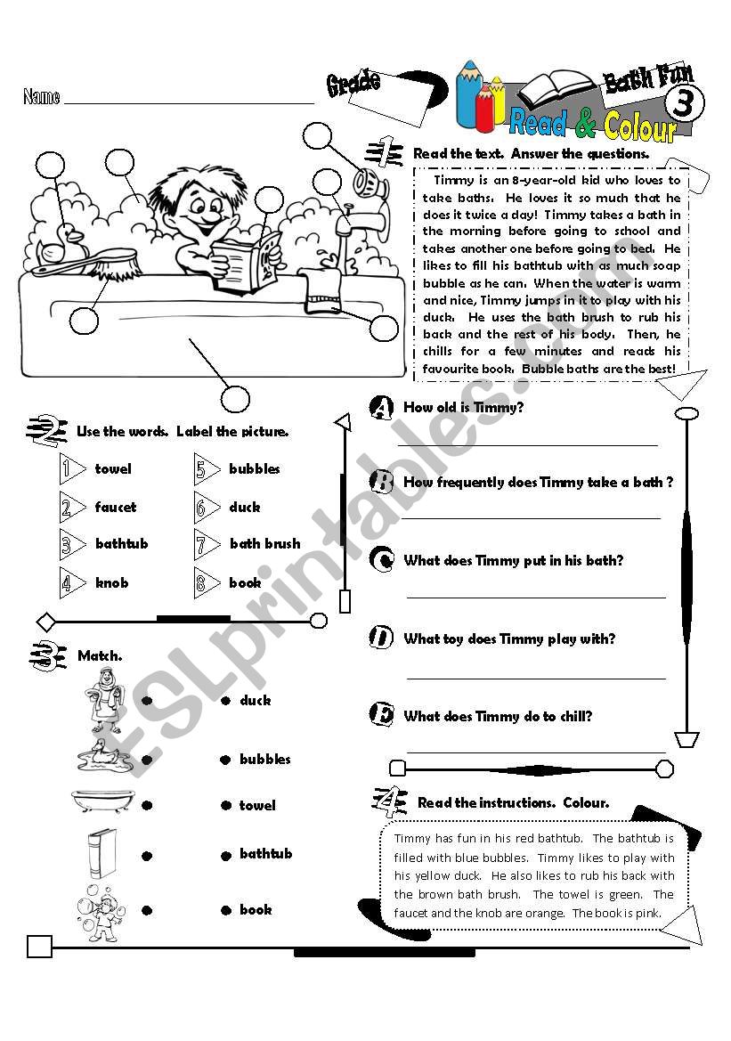 Read & Colour Series_03 Bath Fun (Fully Editable + Answer Key)