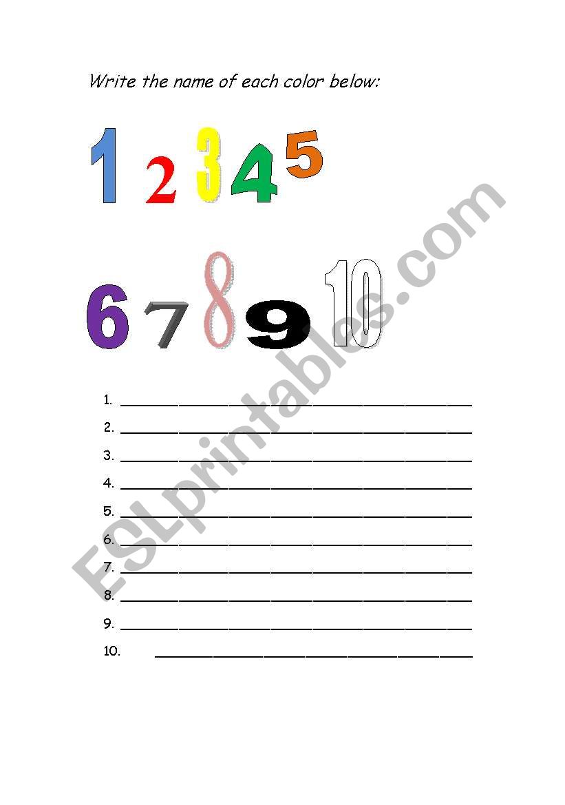  colors worksheet