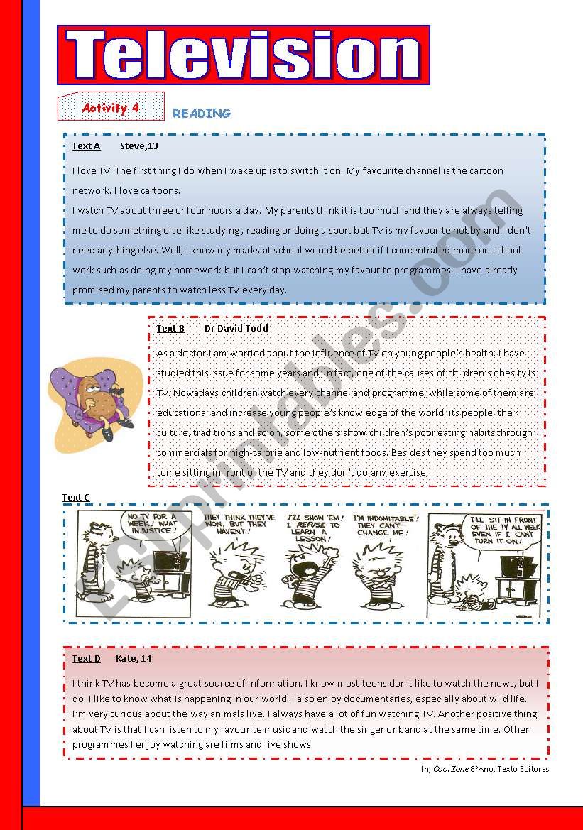 Opinions on TV (1) worksheet