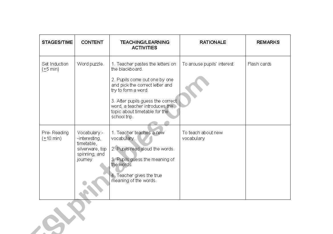 LESSON PLAN worksheet