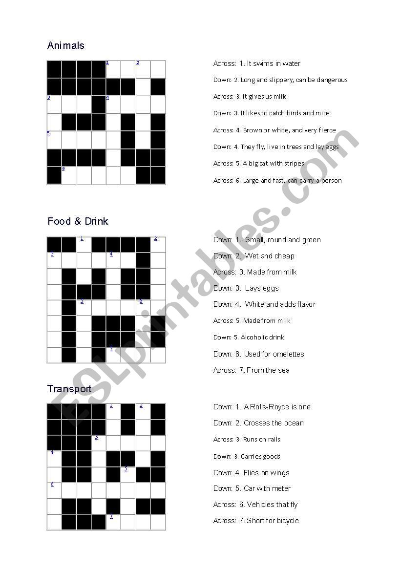 Animal Crosswords worksheet